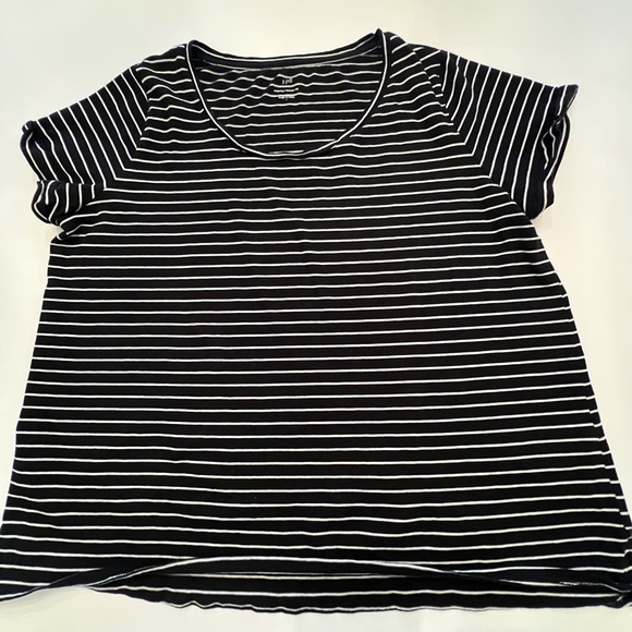 J JILL EVERYDAY COTTON TEE SHIRT SHORT SLEEVE. BLACK AND WHITE STRIPED  SIZE L - Picture 1 of 8